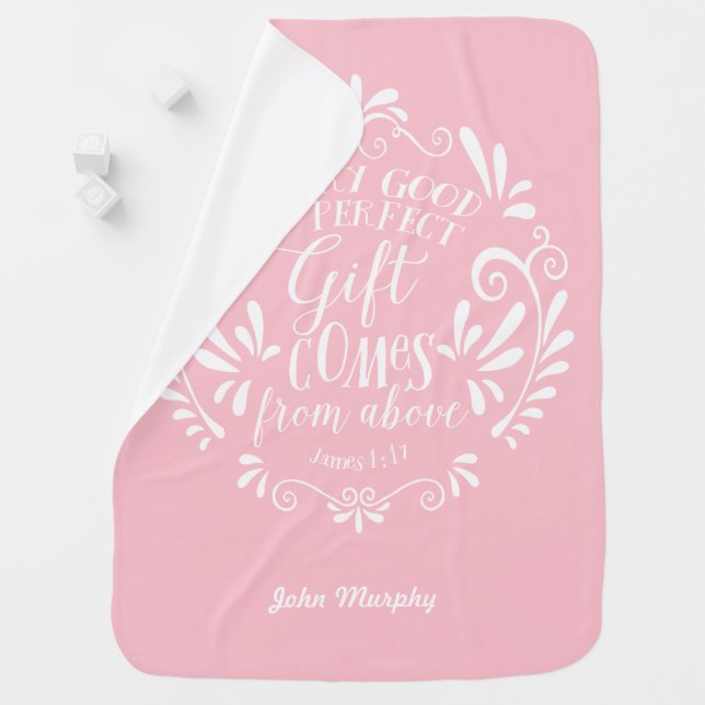Baby Blanket, Bible Verse, Pink Swaddle  Baby Blanket (In Situ)