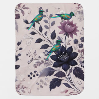 Baby Blanket"Blossoming Birds: Floral-Designed Bab Blanket