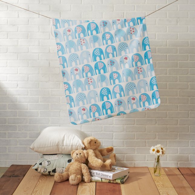 Baby Blanket - Blue Elephants (In Situ)