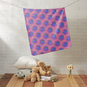 Baby Blanket - Blue Violet Octopus (pink)