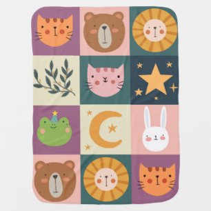Baby Blanket Colorful patchwork Cute Baby animals