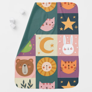 Baby Blanket Colorful patchwork Cute Baby animals