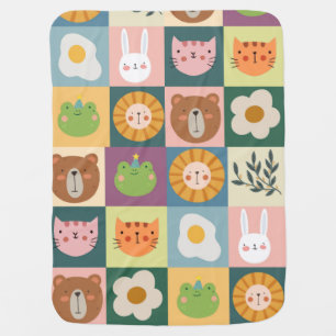 Baby Blanket Colorful patchwork Cute Baby animals