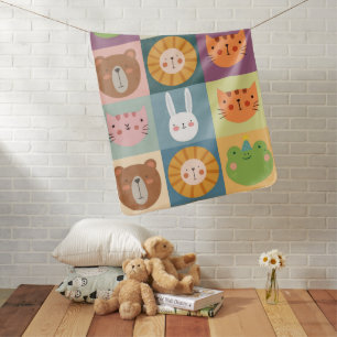Baby Blanket Colorful patchwork Cute Baby animals