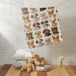Baby Blanket covered in adorable Puppy Pattern