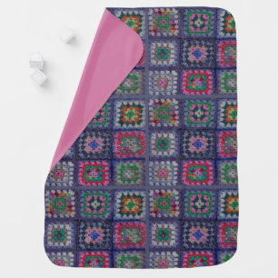 Baby Blanket - Crochet Granny Square Pattern Pink