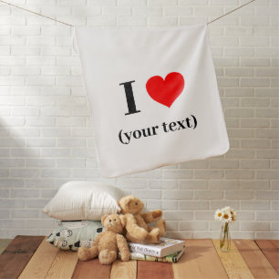 Baby Blanket - Custom I heart (your text)  