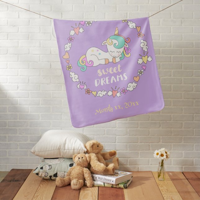 Baby Blanket Cute Unicorn With Baby's Name  (In Situ)
