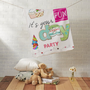 Baby Blanket FUN Cupcake Happy Birthday