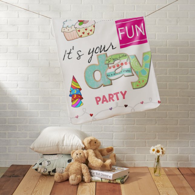 Baby Blanket FUN Cupcake Happy Birthday  (In Situ)