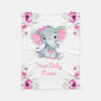 Baby Blanket Girl Elephant Name Custom Gift Idea