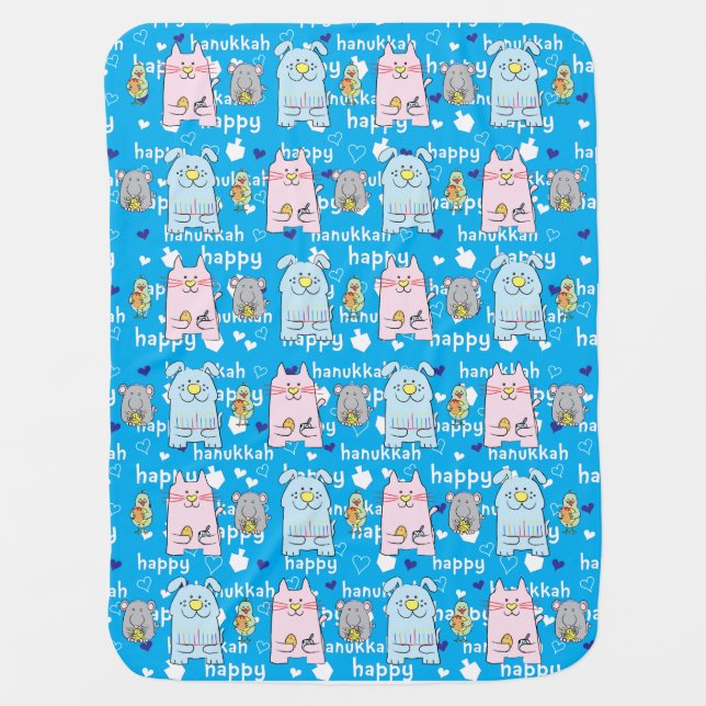 Baby Blanket "Hanukkah Happy" Personalize (Front)