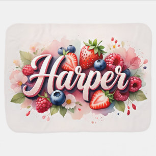 Baby Blanket " Harper " Berry Floral Design