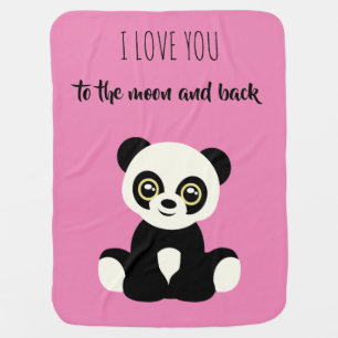 Baby blanket in pink with panda bear.