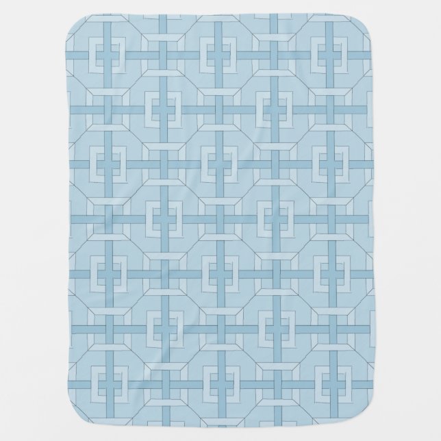 Baby Blanket - Interwoven Squares in Blue (Front)