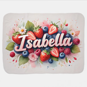 Baby Blanket " Isabella " Berry Floral Design