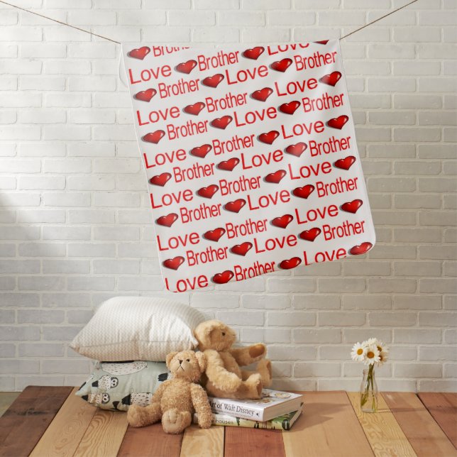 Baby Blanket Love Brother Red Hearts (In Situ)
