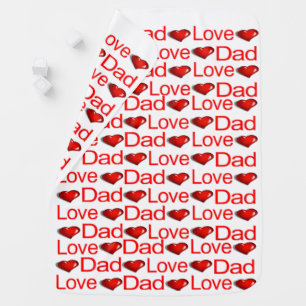Baby Blanket Love Dad Red Hearts