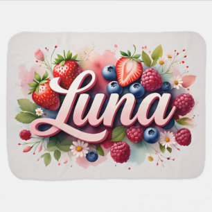 Baby Blanket " Luna " Berry Floral Design