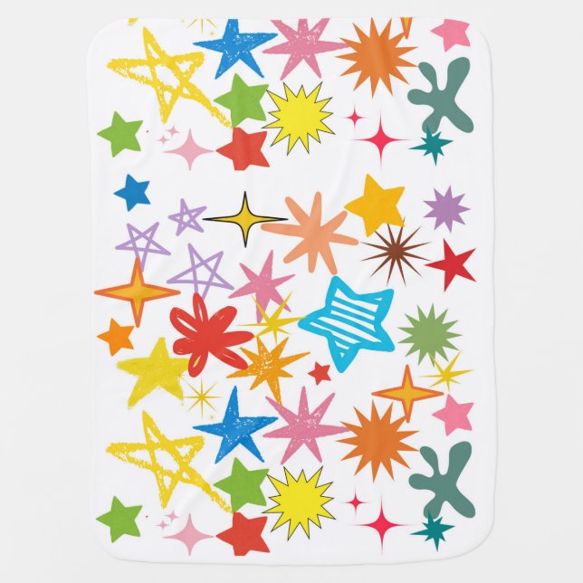 Baby blanket multi color stars baby shower gift (Front)