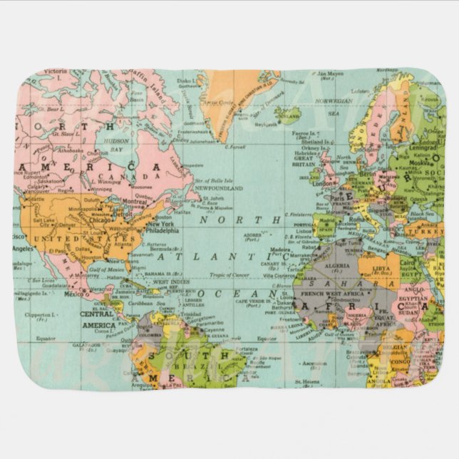 Baby Blanket - Multicolor Map Collection (Horizontal)