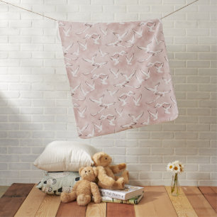 Baby Blanket - Nautical Pink Seagull Pattern