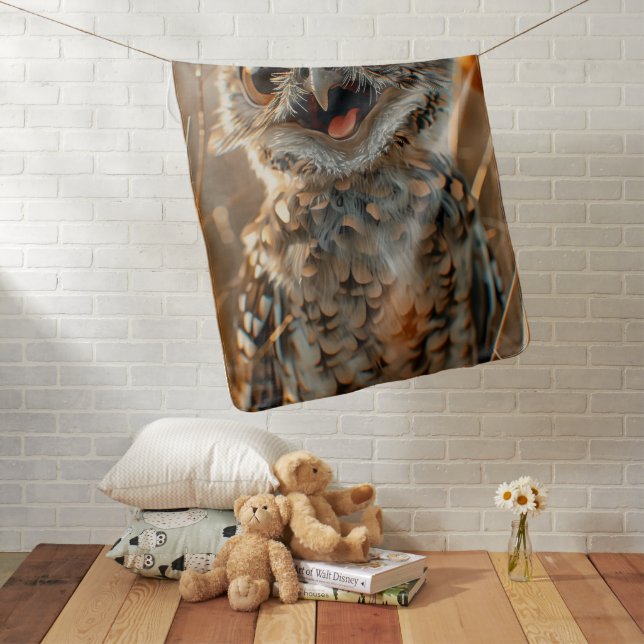 Baby Blanket Owl Cute Funny Smiling (In Situ)