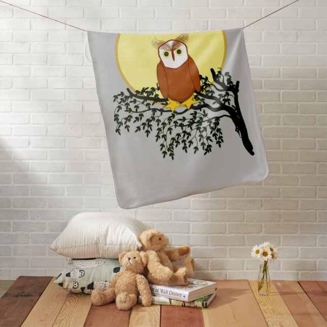 Baby Blanket - Owl on Branch (In Situ)