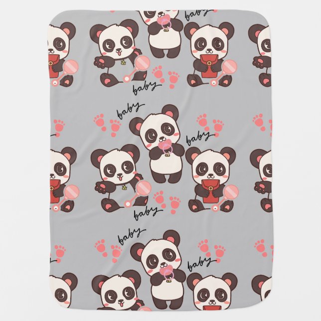 Baby Blanket, Panda Blanket, Baby Pandas Blanket (Front)