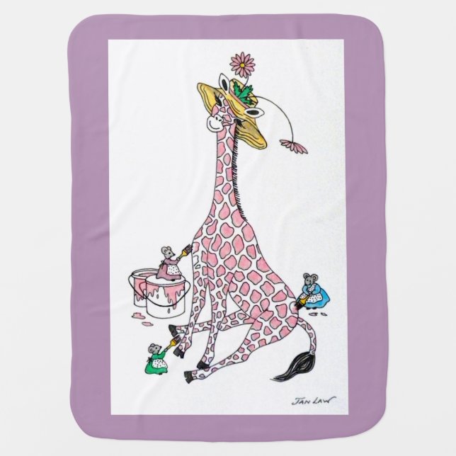 Baby Blanket - Pink Giraffe (Front)