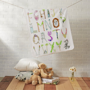 Baby Blanket - Safari Animal Alphabet