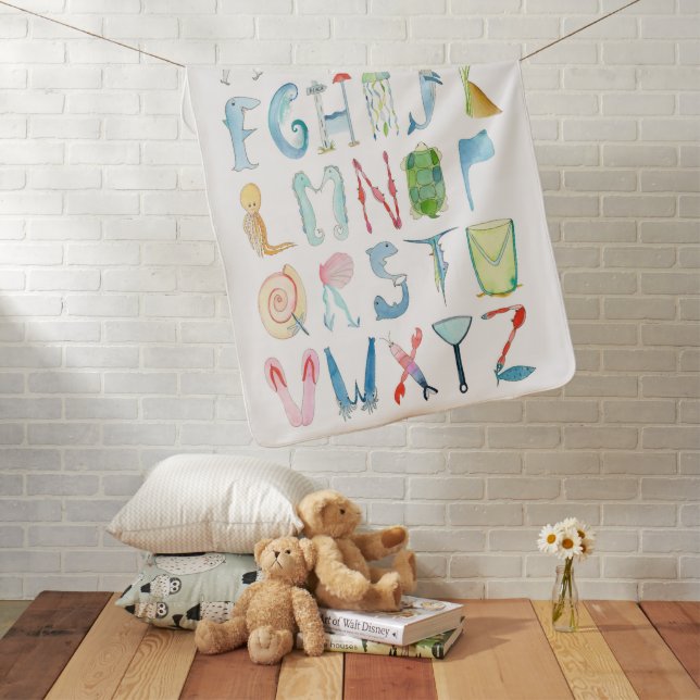 Baby Blanket - Sea Animals Alphabet (In Situ)