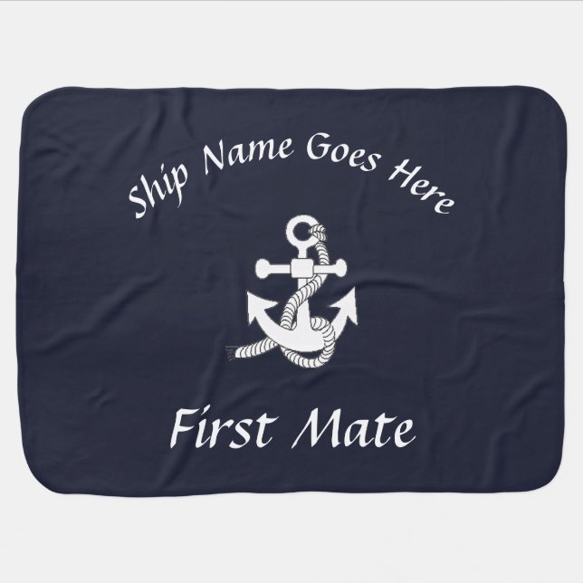 Baby Blanket - Ship Name and Anchor (Horizontal)