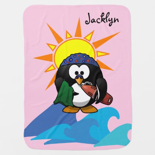 Baby Blanket Surfer Penguin