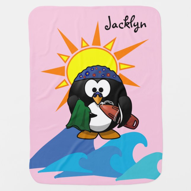 Baby Blanket Surfer Penguin (Front)