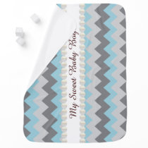 Baby Blanket- Sweet Baby Boy Chevron Design Swaddle Blanket