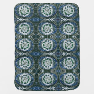 Baby Blanket White mandala blue background