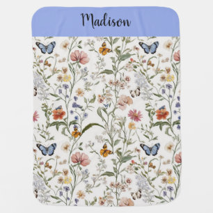 Baby Blanket Wildflower Butterfly Floral Garden