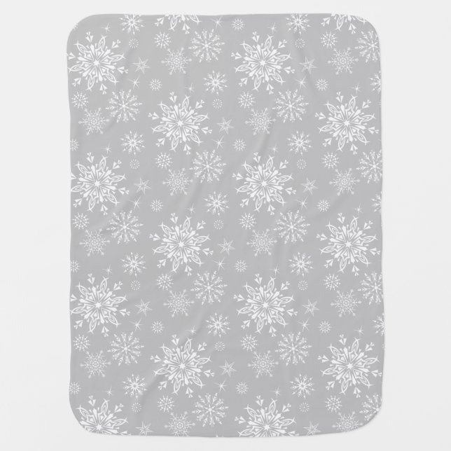 Baby Blanket-Winter Snowflakes Baby Blanket (Front)