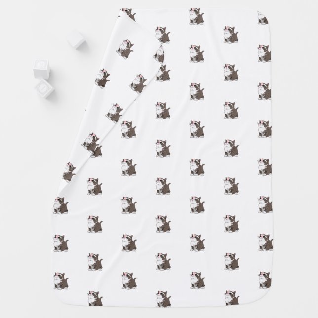 Baby Blanket with Baby Cats - Choose Color (In Situ)