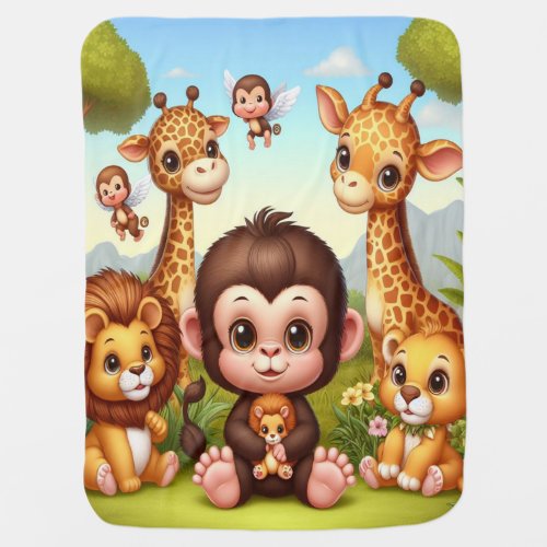 Baby Blanket with Baby Jungle Animals