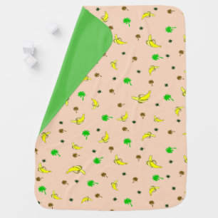 Baby blanket with banana and palms pattern