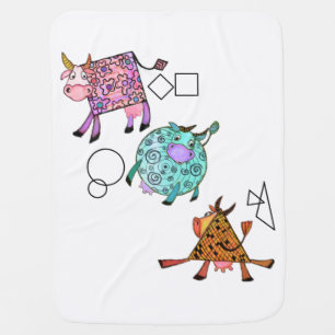 Baby Blanket with Colorful Cows