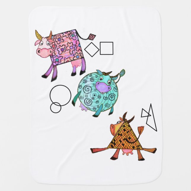 Baby Blanket with Colorful Cows (Front)