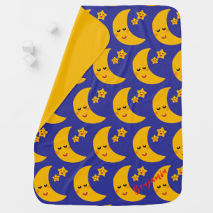 Baby Blanket with Name, Moon and Stars Graphic