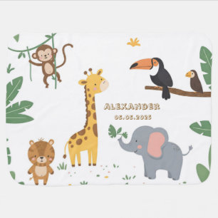 Baby Blanket with Safari and Jungle Animals