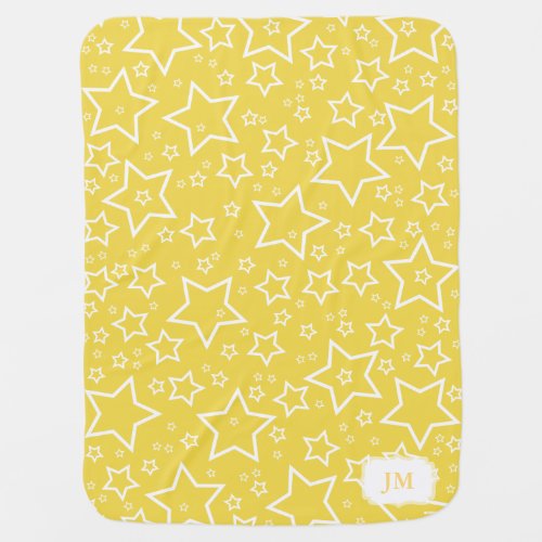 Baby Blanket with Stars  Yellow and White