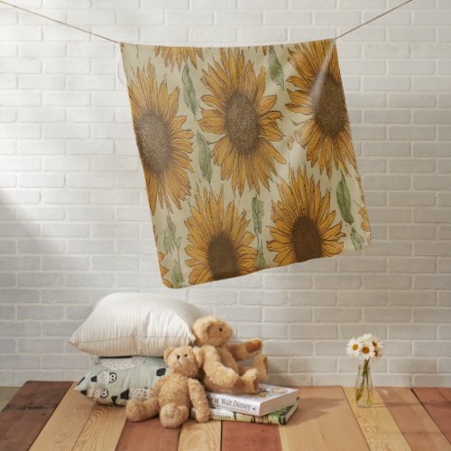 Baby blanket with sunflowers