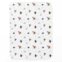 Baby Blanket with Sweet Watercolor Strawberries