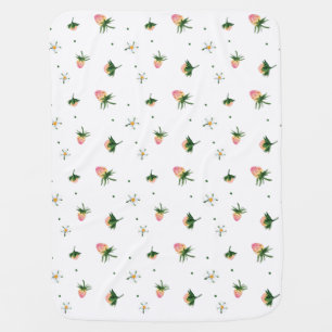 Baby Blanket with Sweet Watercolor Strawberries